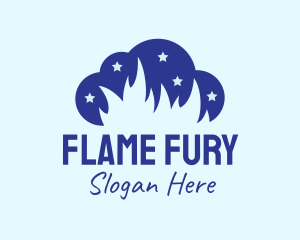 Blue Cloud Flame logo design