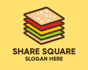 Square Burger Sandwich logo design