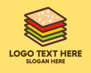 Lunch - Square Burger Sandwich logo design