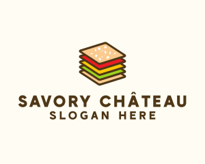 Square Burger Sandwich logo design