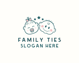 Cute Baby Girl Boy  logo design