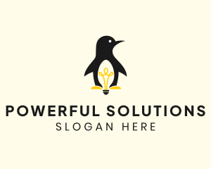 Penguin Light Bulb logo design