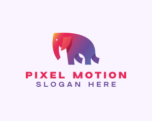 Gradient Elephant Animal logo design