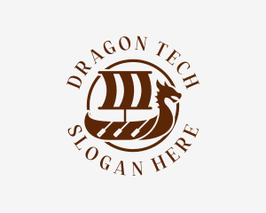 Medieval Dragon Ship logo design