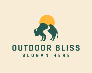 Buffalo Bison Sunset logo design