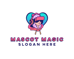 Virtual Game Girl Avatar logo design