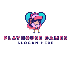 Virtual Game Girl Avatar logo design