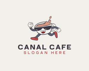 Running Coffee Cafe logo design