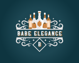 Wine Liquor Bottle Ornament logo design