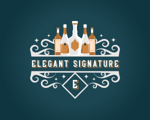 Wine Liquor Bottle Ornament logo design