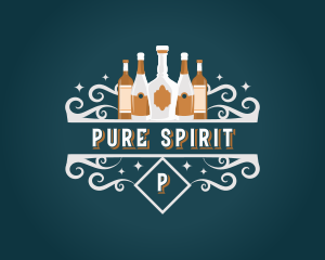 Wine Liquor Bottle Ornament logo design