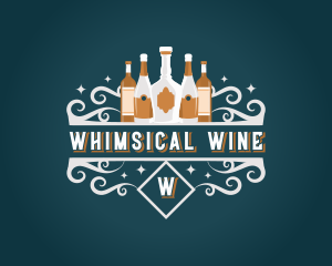 Wine Liquor Bottle Ornament logo design