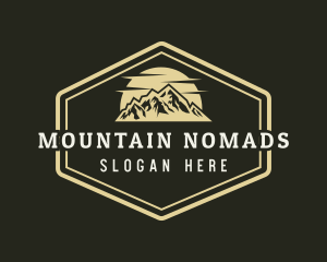 Sunset Mountain Peak logo design