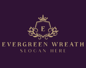 Crown Wreath Shield logo design