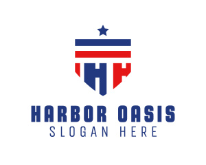 Patriotic Shield Letter H logo design