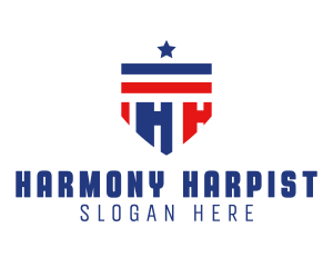 Patriotic Shield Letter H logo design