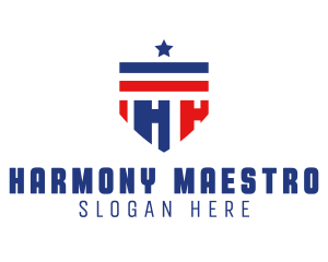 Patriotic Shield Letter H logo design