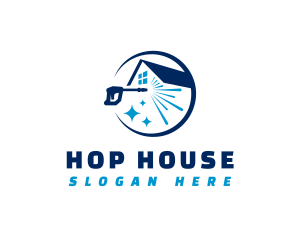 Pressure Washer Clean House logo design