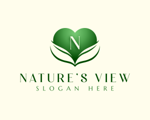 Heart Nature Leaf logo design