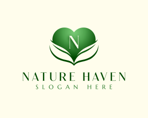 Heart Nature Leaf logo design