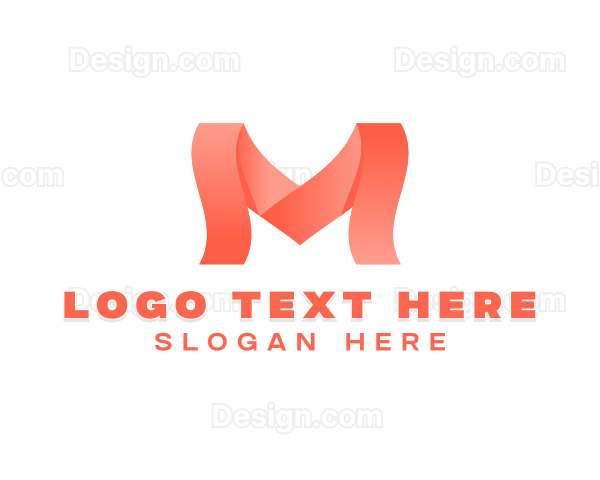 Simple Wavy Ribbon Letter M Logo