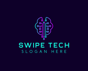 Brain Tech Circuit logo design