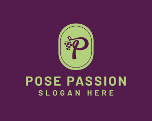 Grapevine Wine Letter P  logo design