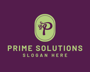 Grapevine Wine Letter P  logo design