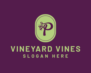 Grapevine Wine Letter P  logo