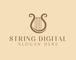 Musical Harp Lyre logo design