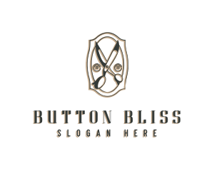 Sewing Button Scissors logo design