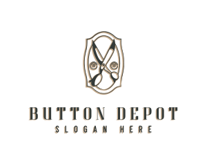 Sewing Button Scissors logo