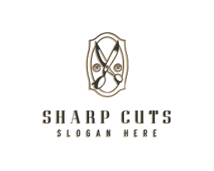 Sewing Button Scissors logo design