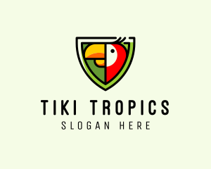 Tropical Parrot Shield logo design