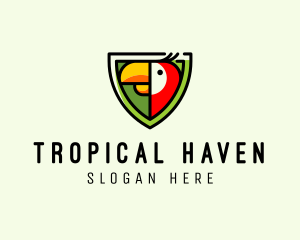 Tropical Parrot Shield logo design