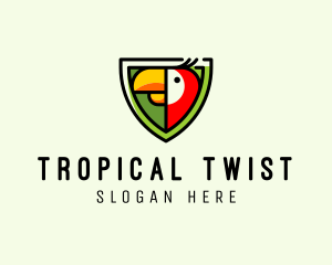 Tropical Parrot Shield logo design