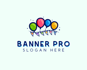 Balloon Birthday Banner logo design