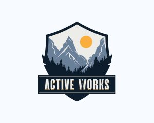 Mountain Outdoor Shield logo design