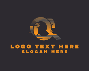 Amber Glitch Letter Q logo