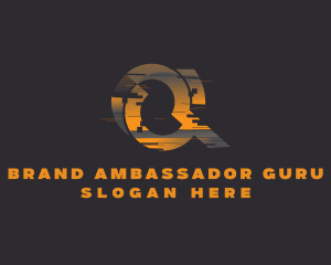 Amber Glitch Letter Q logo design