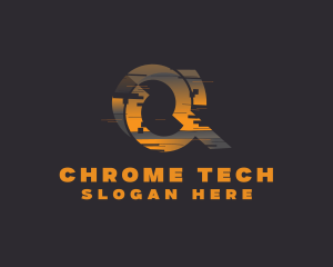 Amber Glitch Letter Q logo design