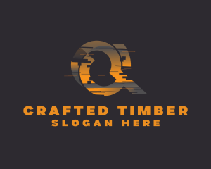 Amber Glitch Letter Q logo design