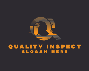 Amber Glitch Letter Q logo design