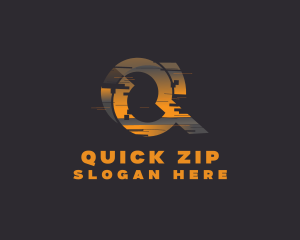 Amber Glitch Letter Q logo design