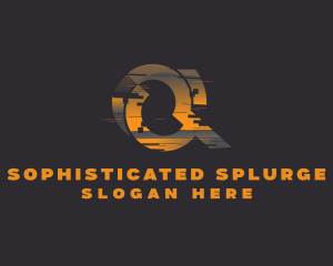 Amber Glitch Letter Q logo design