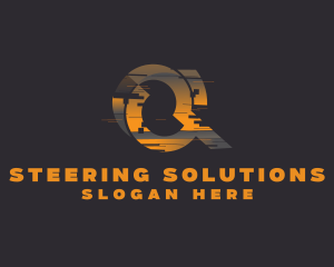 Amber Glitch Letter Q logo design