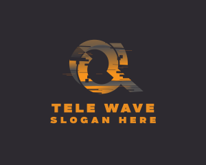 Amber Glitch Letter Q logo design