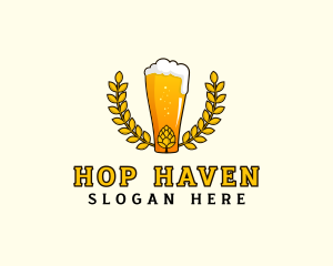 Wreath Craft Beer Hops logo design