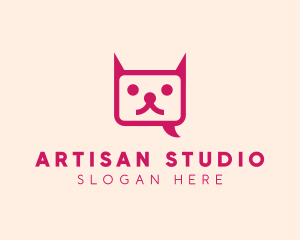 Pink Cat Messaging App logo design