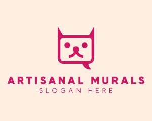 Pink Cat Messaging App logo design